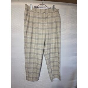 LOFT Womens Plaid Ankle Pants Size 14 Zipper Button Pockets Elastic Back Shimmer